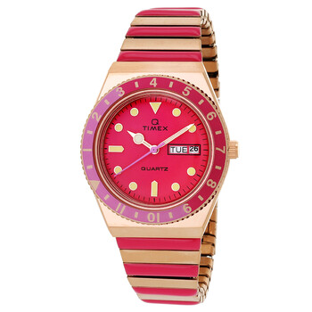 Q Timex Quartz Pink Dial Expansion Band Watch TW2W41000