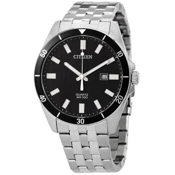Quartz Black Dial Stainless Steel Watch BI505054E
