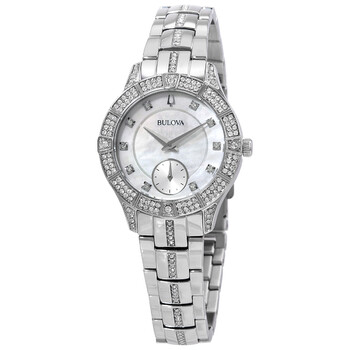 Quartz Crystal White Mother of Pearl Dial Watch 96L291