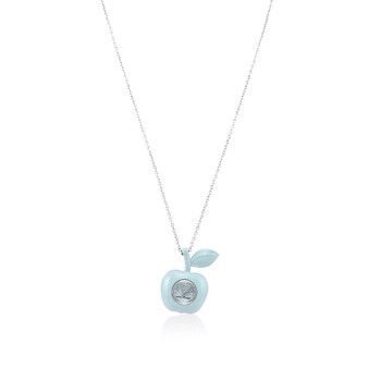 Quartz Pale Blue Apple Bauble Watch Necklace MJ0120190886
