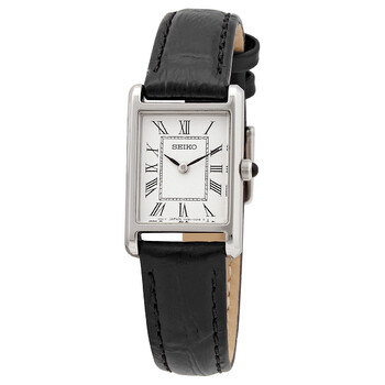 Quartz White Dial Black Leather Watch SWR053