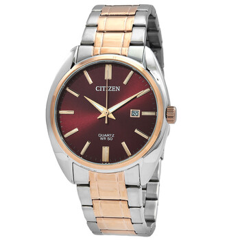 Quartz Wine Red Dial TwoTone Watch BI510457X