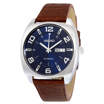 Recraft Automatic Blue Dial Brown Leather Watch SNKN37