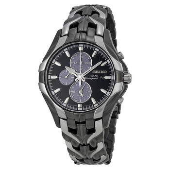 Solar Chronograph Black Dial Stainless Steel Watch SSC139