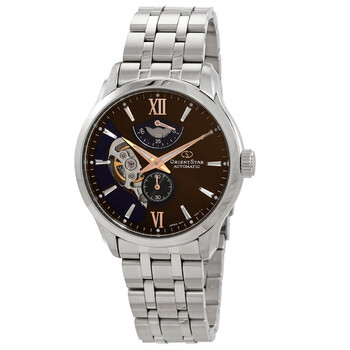 Star Automatic Open Heart Brown Blue Dial Watch REAV0B02Y00B