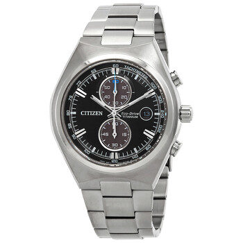Super Titanium Chronograph EcoDrive Black Dial Watch CA709087E