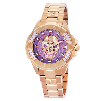 The Skull Quartz Crystal Lilac Dial Watch PWNAA0822