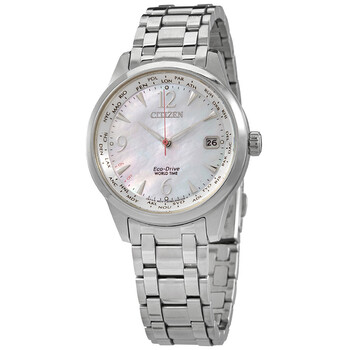 World Time Mother of Pearl Dial Watch FC800187D