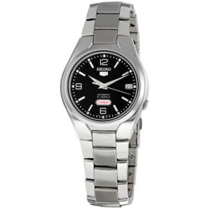 5 Black Dial Stainless Steel Watch SNK623