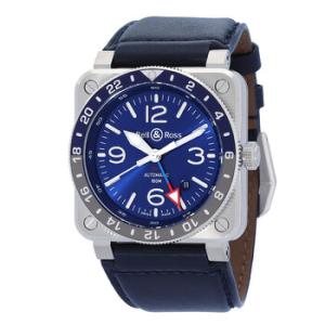 BR 0393 GMT Automatic Blue Dial Watch BR0393BLUSTSCA