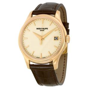 Calatrava Mechanical Ivory Dial Leather Watch 5227R001