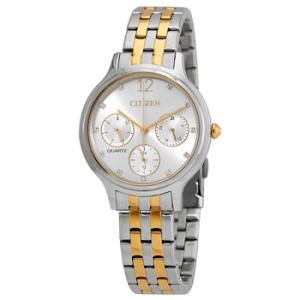 Chronograph Quartz Crystal Silver Dial Watch ED818451A