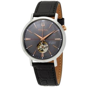 Classic Automatic Grey Dial Black Leather Watch 98A187