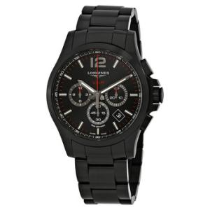 Conquest V.H.P. Chronograph Black Carved Dial Watch L37272566