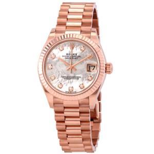 Datejust 31 Mother of Pearl Diamond Dial 18kt Everose Gold President Watch 278275MDP