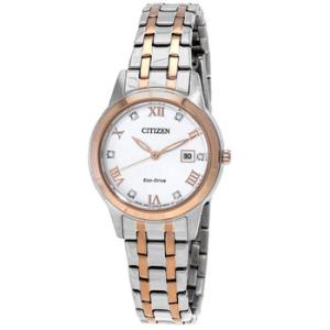 EcoDrive Crystal White Dial TwoTone Watch FE124685A