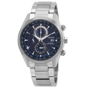 EcoDrive Perpetual Alarm World Time Chronograph GMT Blue Dial Watch AT826085L