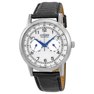 EcoDrive Silver Dial Black Leather Watch AO900006B