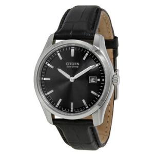 Eco Drive Black Dial Black Leather Watch AU104008E