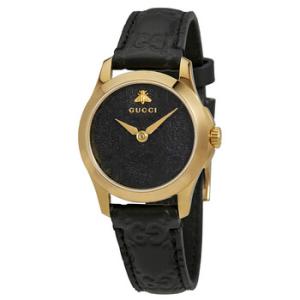 GTimeless Black Dial Black Leather Watch YA126581