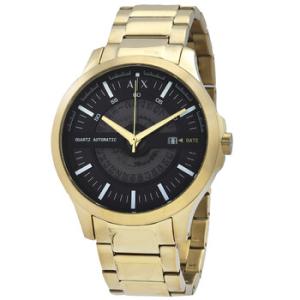 Hampton Quartz Black Dial Watch AX2443
