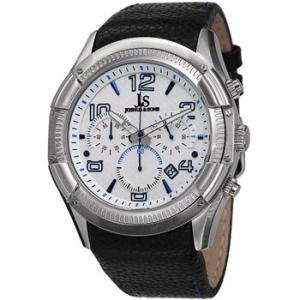 Joshua  Sons Chronograph White Dial Black Leather Watch JS69BU