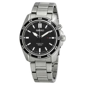 Kinetic Black Dial Stainless Steel Watch SKA785