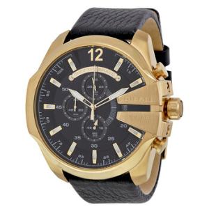 Mega Chief Black Dial Black Leather Watch DZ4344