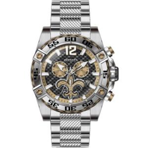 Nfl New Orleans Saints Chronograph GMT Quartz Black Dial Watch