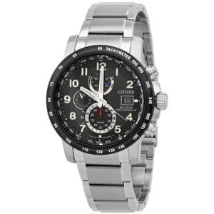 Perpetual Alarm World Time Chronograph GMT Black Dial Watch AT812483E
