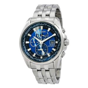 Perpetual Alarm World Time GMT EcoDrive Blue Dial Watch AT912089L