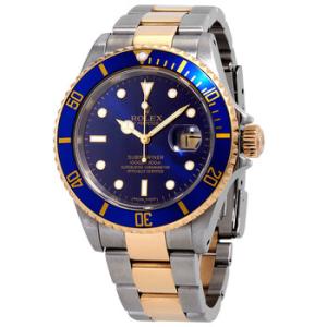 Preowned Rolex Submariner Automatic Chronometer Blue Dial Watch 16613 BLSO