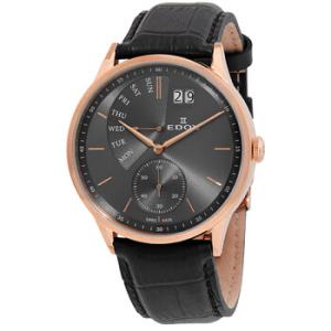Quartz Black Dial Black Leather Watch 34500 37R GIR