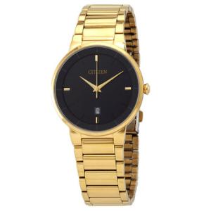 Quartz Black Dial Yellow Goldtone Watch BI501253E