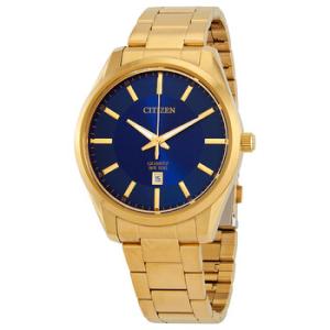 Quartz Blue Dial Goldtone Watch BI103258L