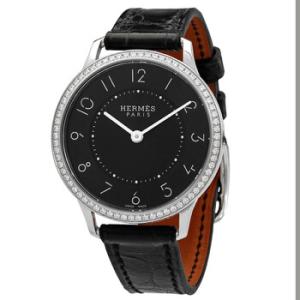Slim D Quartz Diamond Black Dial Watch 044834WW00