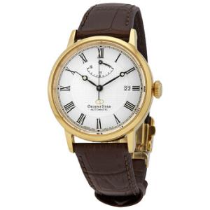 Star Automatic White Dial Brown Leather Watch REAU0001S00B