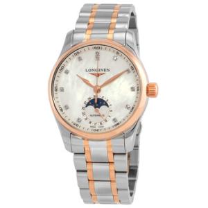The Longines Master Collection Automatic Moon Phase Diamond White Mother of Pearl Dial Watch L2.409.5.89.7