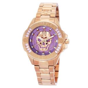 The Skull Quartz Crystal Lilac Dial Watch PWNAA0822