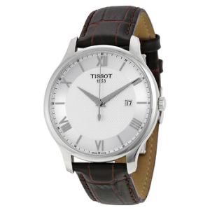 Tradition Silver Dial Brown Leather Watch T063.610.16.038.00
