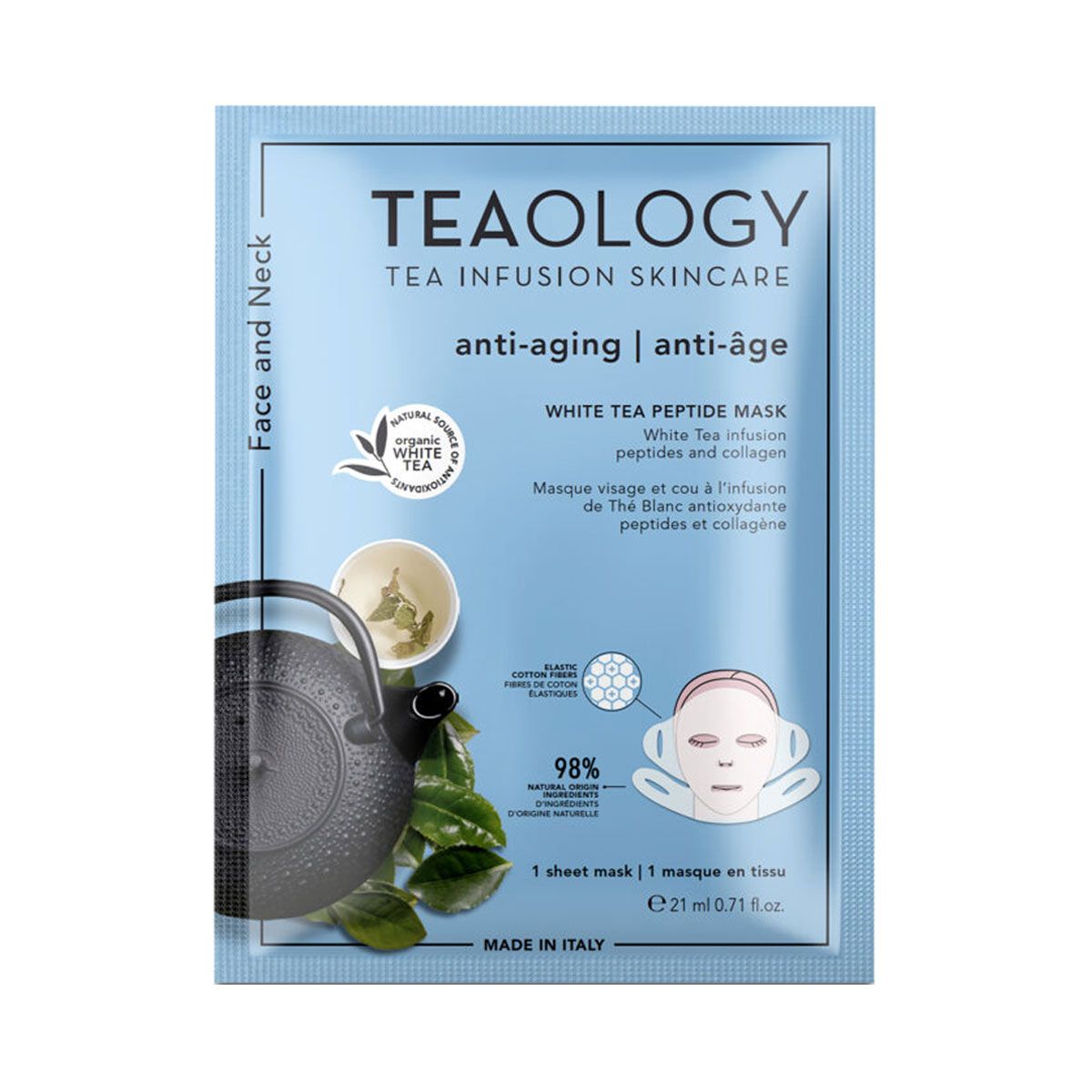 Teaology - თიოლოჯი White Tea დაბერების საწინააღმდეგო ნაჭრის ნიღაბი 0902