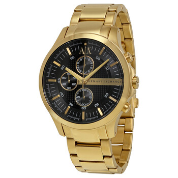 Black Dial Chronograph Goldplated Watch AX2137