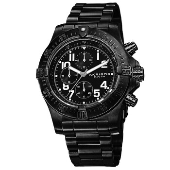 Chronograph Black Dial Black Ionplated Stainless Steel Watch AK711BK