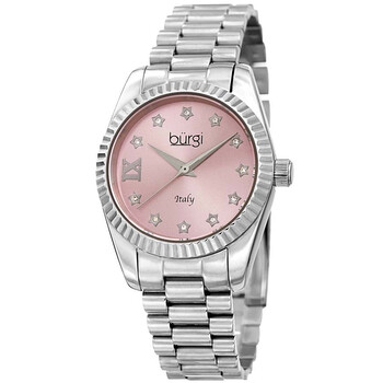 Designer Quartz Crystal Pink Dial Watch BUR194SSPK