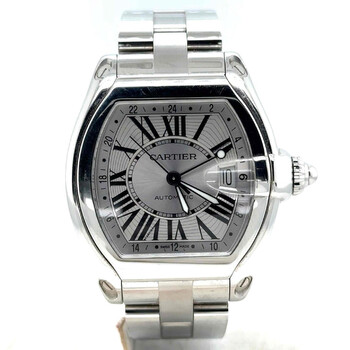 Preowned Cartier Roadster Gmt Silver flinque Dial Watch W62032X6