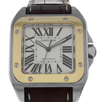 Preowned Cartier Santos 100 Silver Dial Watch W20072X7