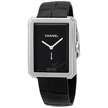 Preowned Chanel BoyFriend Black Guilloche Dial Watch H5319