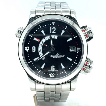 Preowned Jaeger LeCoultre Master Compressor Memovox Chronograph Black Dial Watch 146.8.971