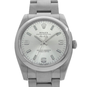 Preowned Rolex Air King Automatic Chronometer Silver Dial Watch 114200 SASO