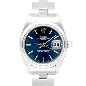 Preowned Rolex Oyster Perpetual Date Automatic Blue Dial Watch 69160 BLSO